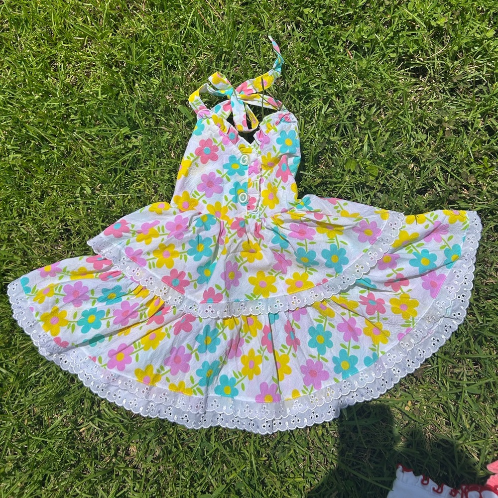 Leie Floral Kids Dress - White, Yellow, Pink, Blue